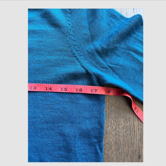 Katherine Barclay Extra Fine Merino Wool V-Neck Sweater Size S Teal Blue NWT - Picture 7 of 8